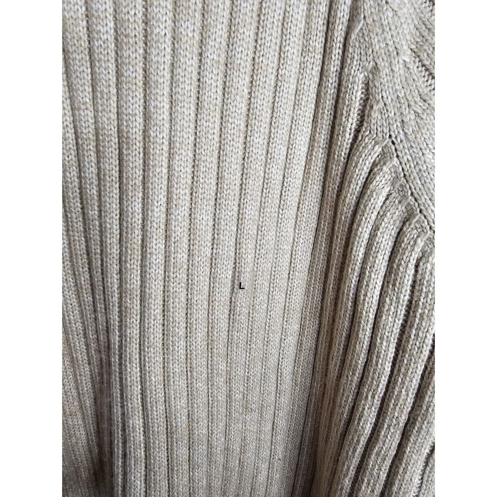 Express Ribbed Knit Turtleneck Sweater Tan Size Large